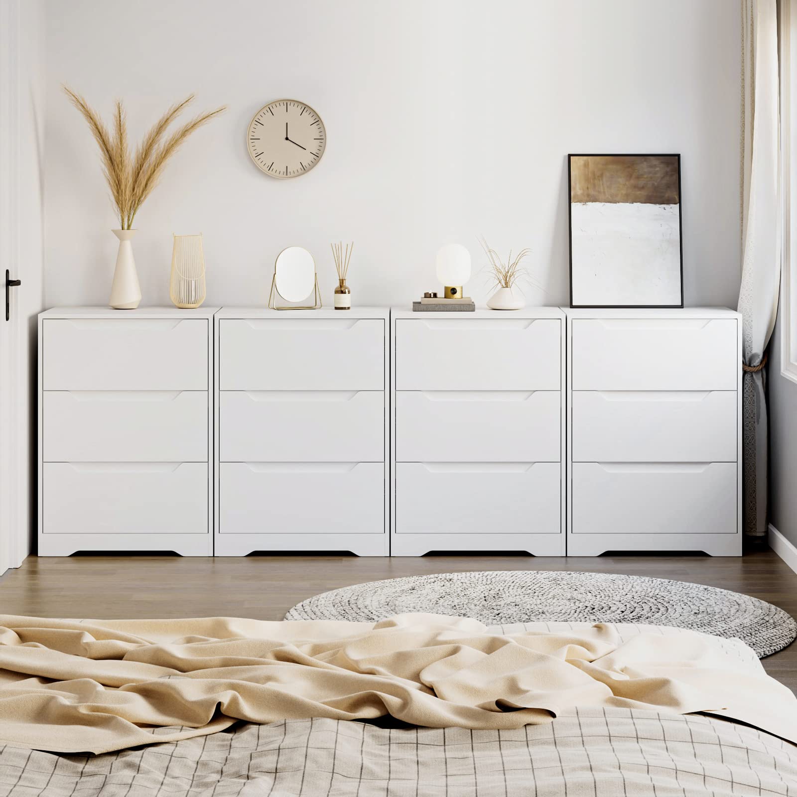 Modern 3 Drawer Dresser with Cut-Out Handles
