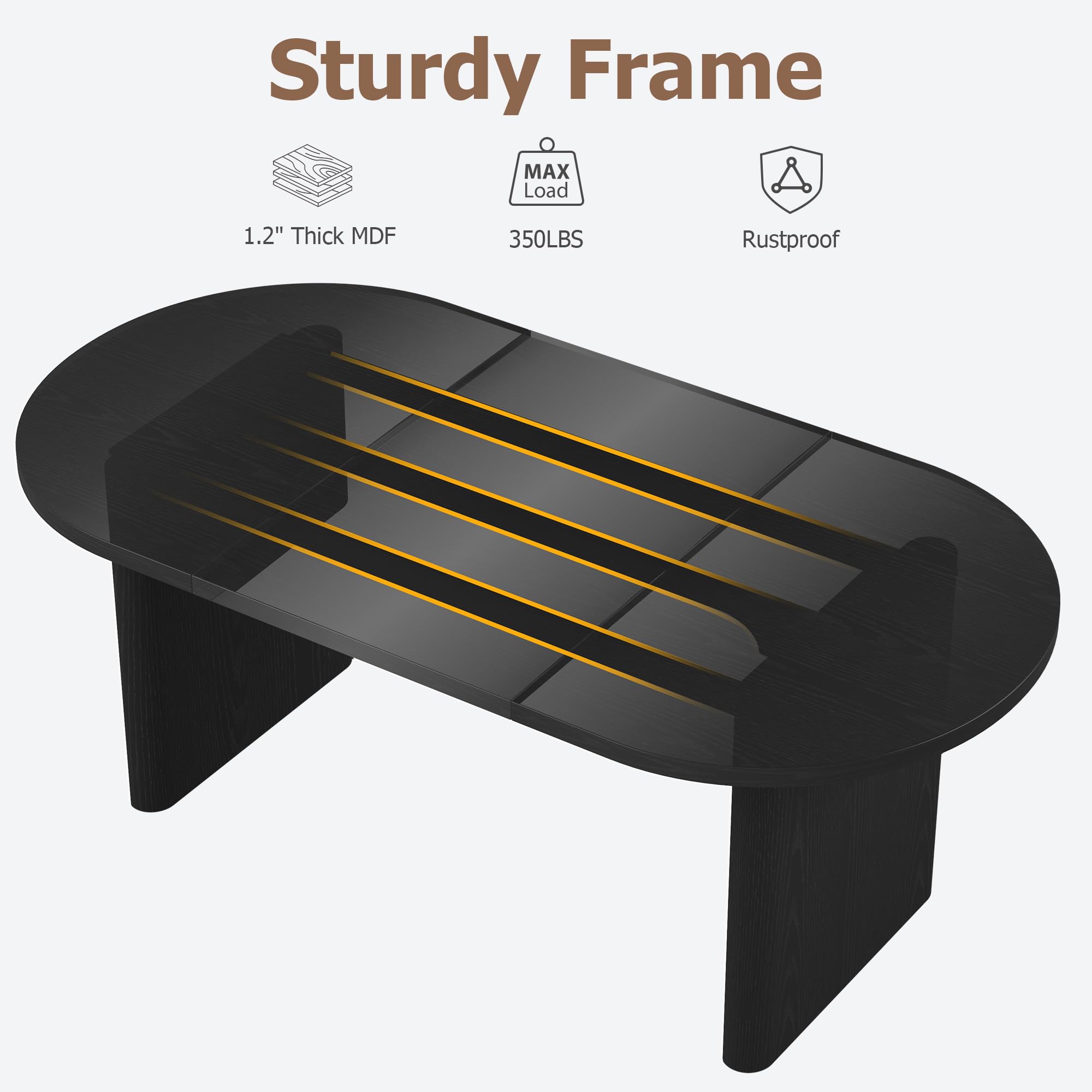 70.8 Inch Oval Dining Table for 6-8 People