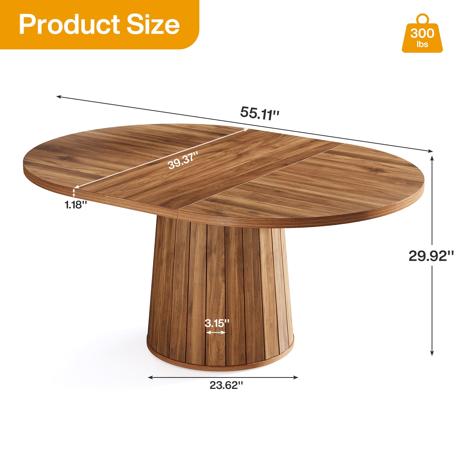 Oval Conference Table 55 Inches Wood Meeting Table for 6 People