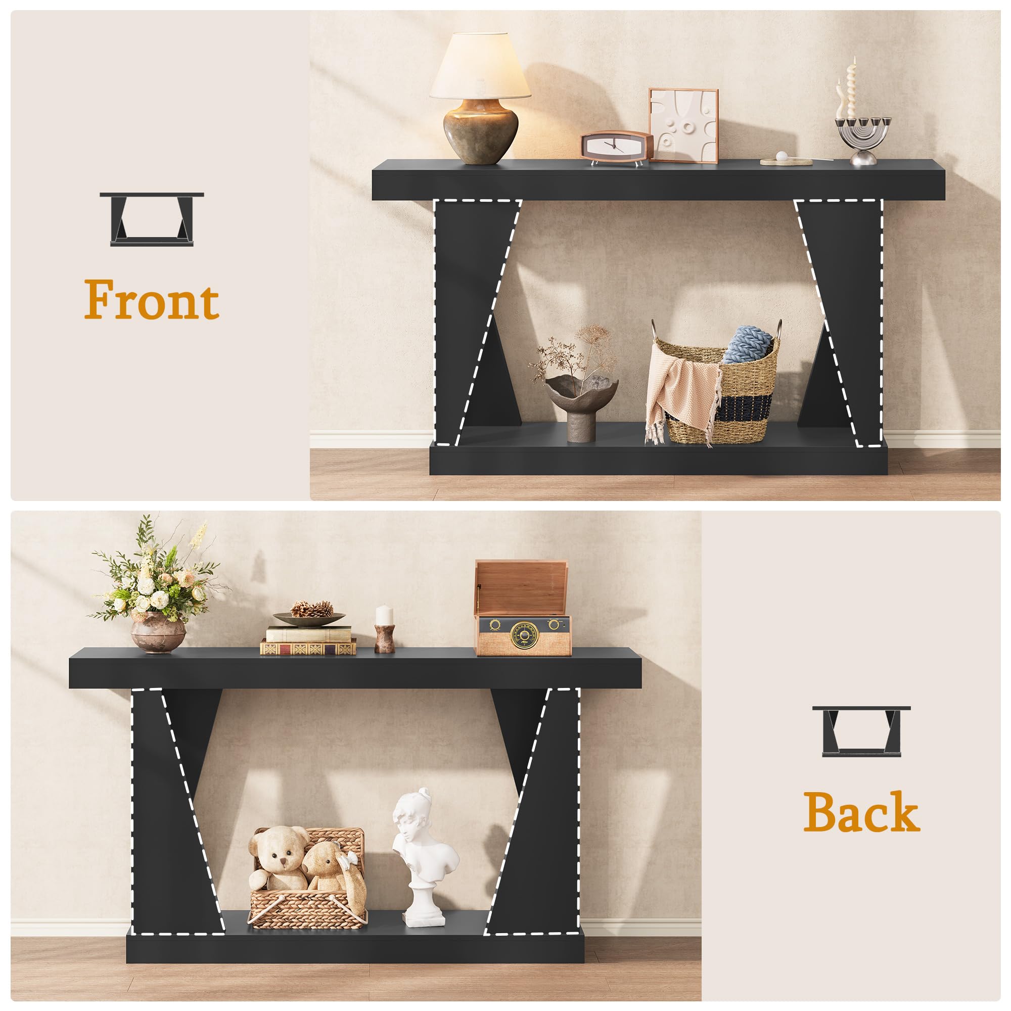 55-Inch Wooden Console Table with Storage