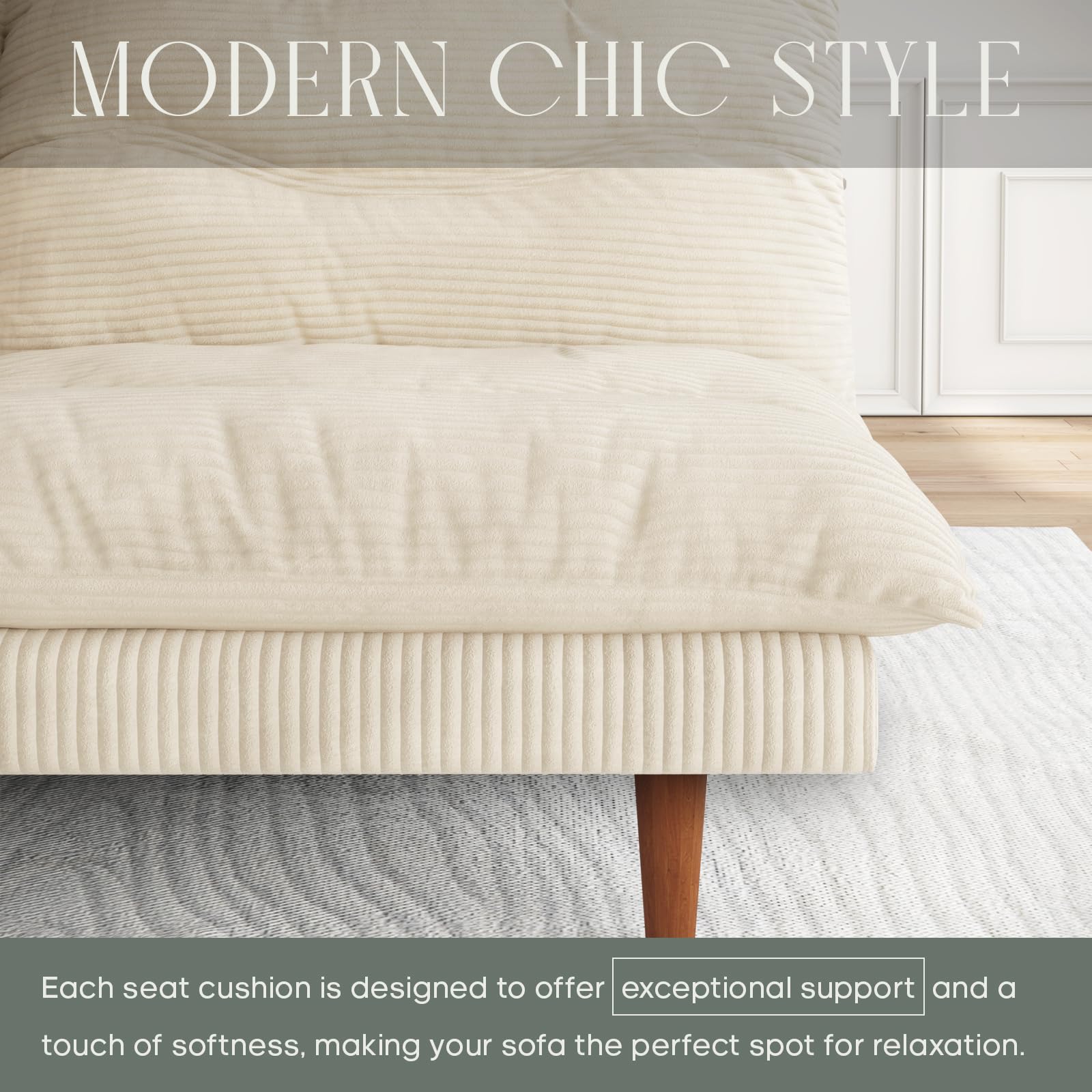 69 Inch Futon Sofa Bed with Adjustable Backrest
