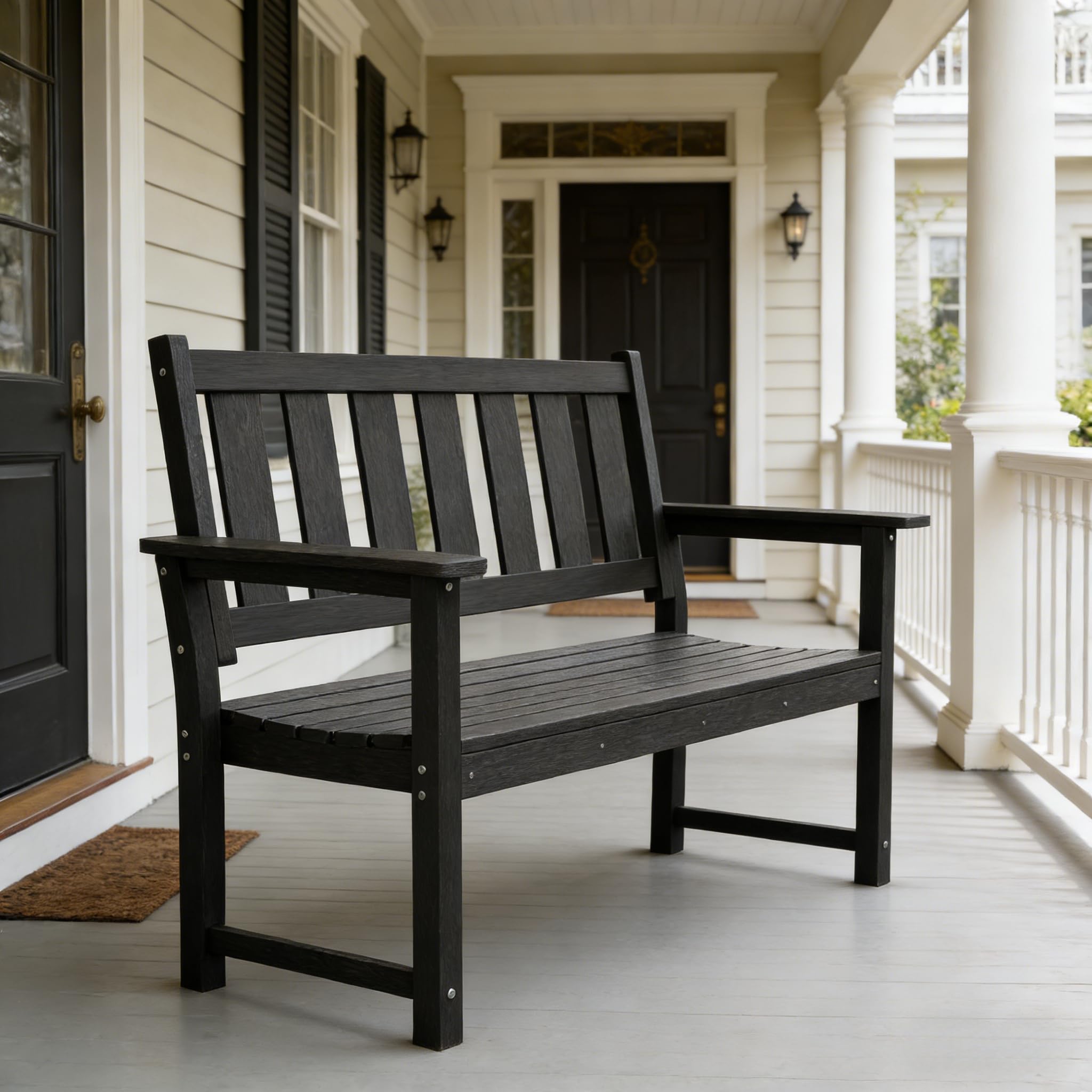 HDPE Outdoor Garden Bench 50" Weatherproof 2-Person