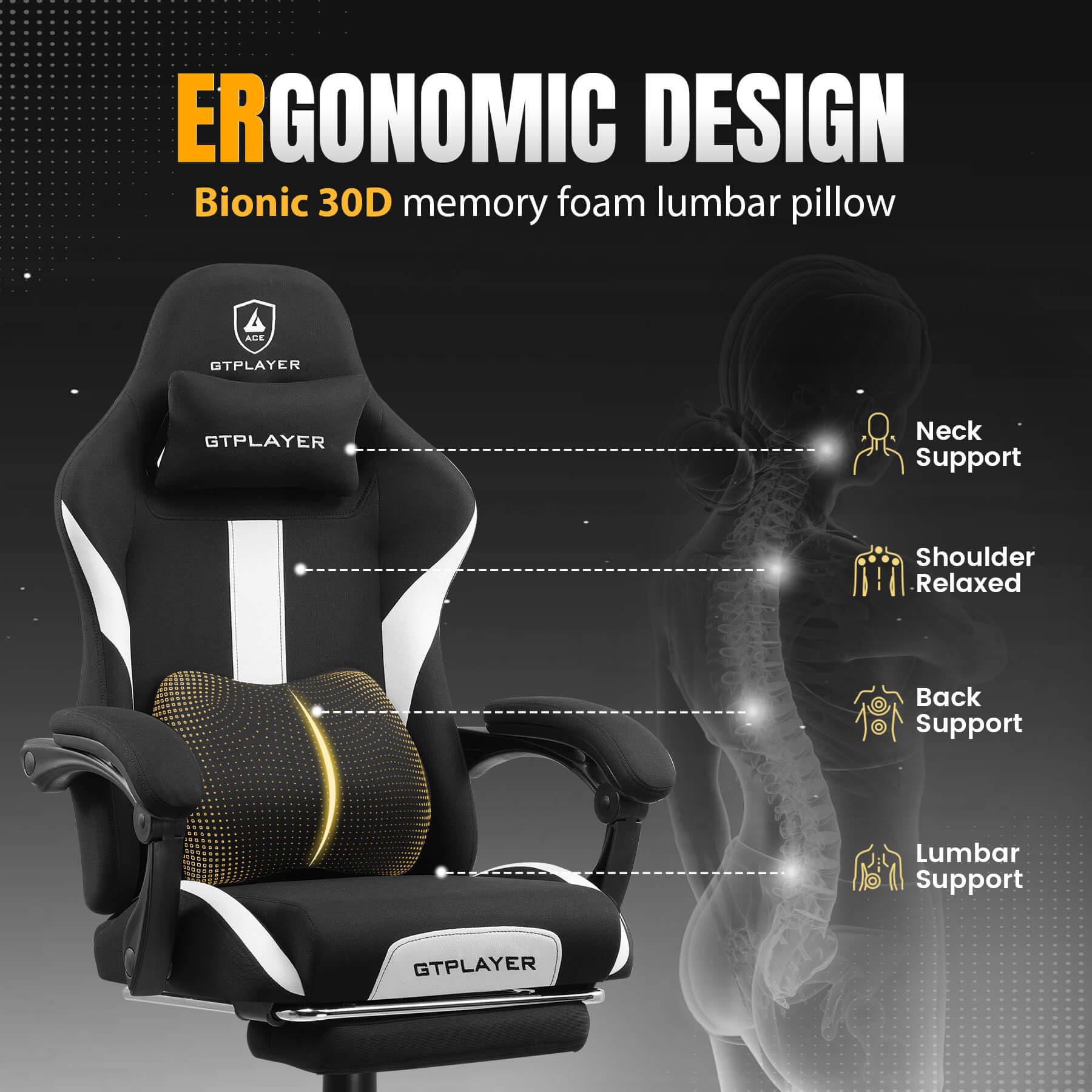Ergonomic Gaming Chair with Footrest