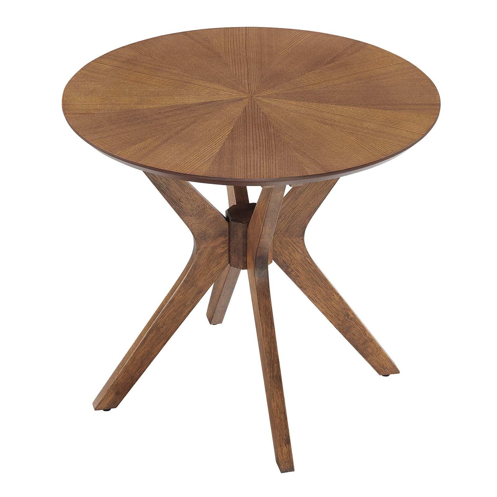 Modway EEI-6558-WAL Crossroads 24” Round Wood Side Table, Walnut