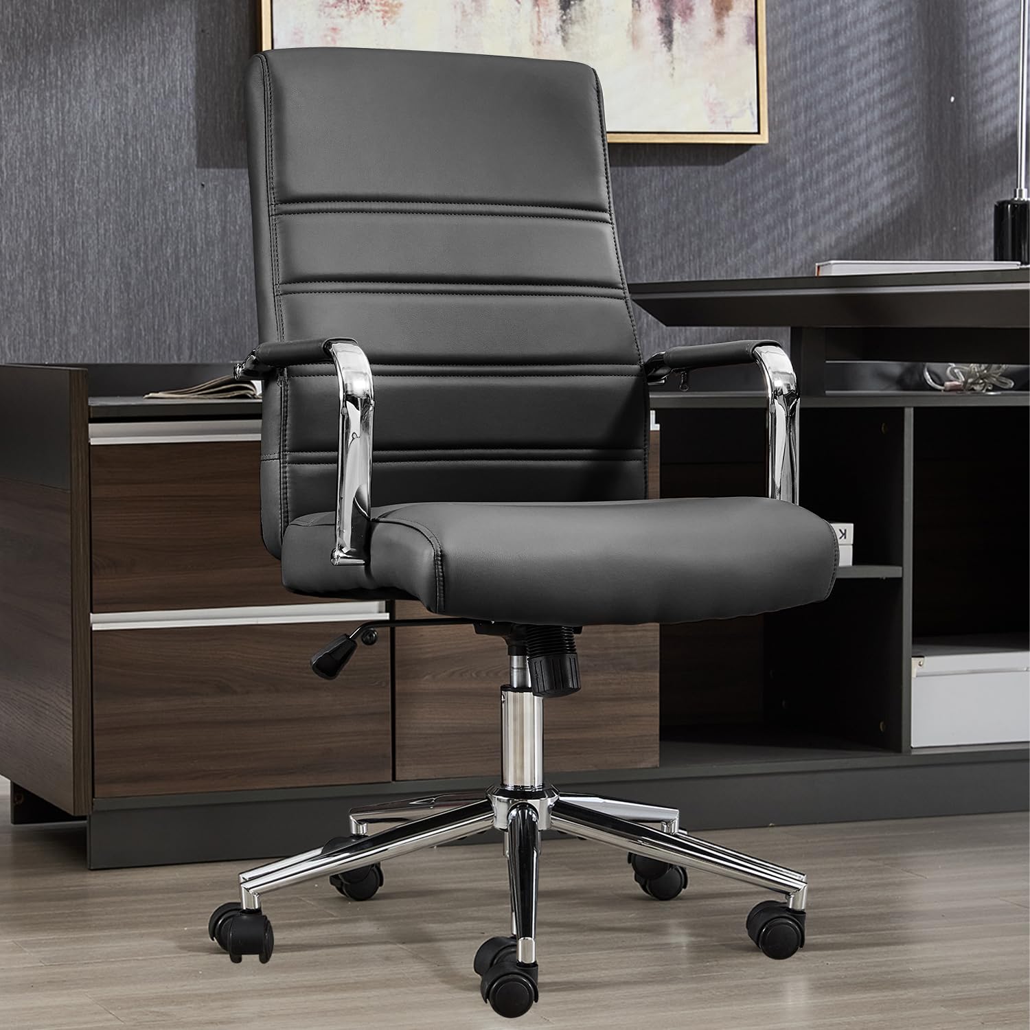 Executive Leather Office Chair with Wheels