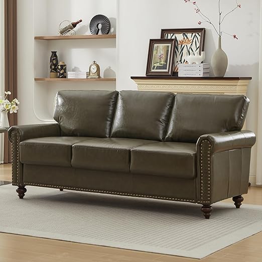 80" Faux Leather Sofa with Storage
