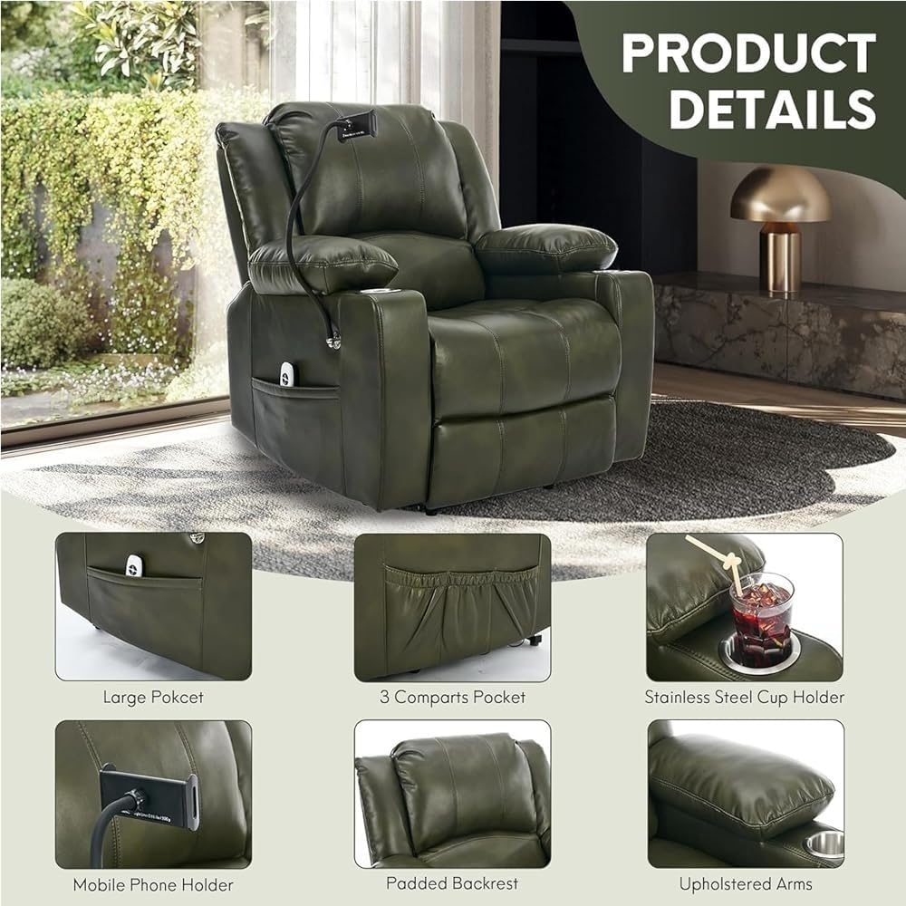 Leather Massage Lift Rocker Recliner