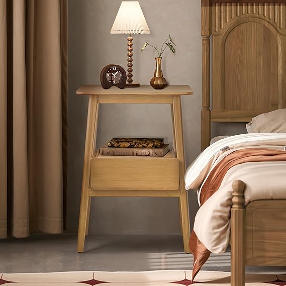 Bamboo Nightstand with USB Charging Port