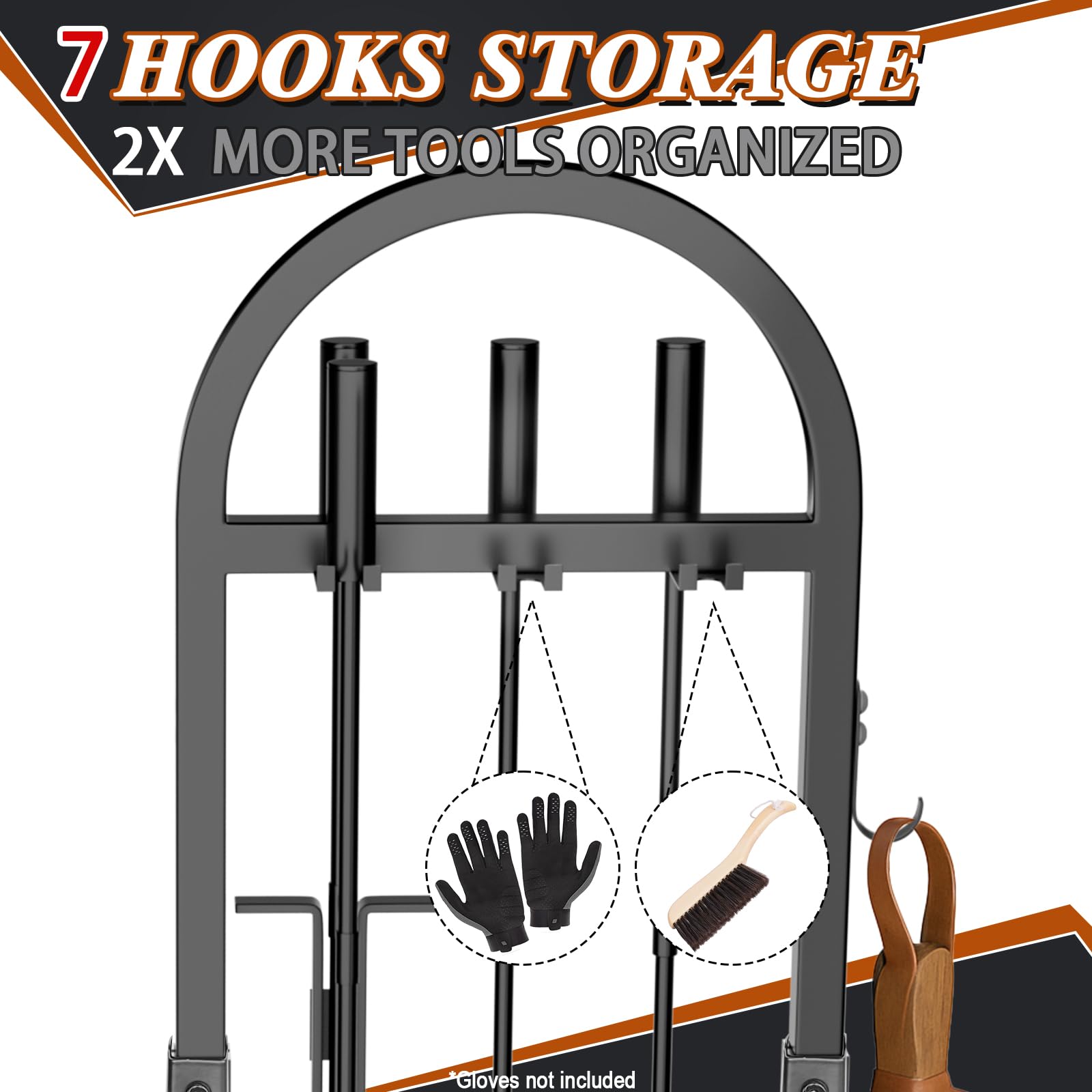8-Piece Fireplace Tool Set with Ash Bucket and Stand