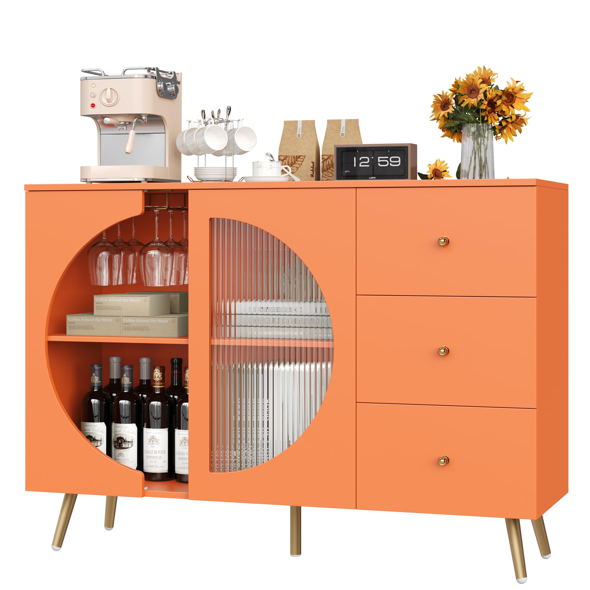 Coffee Bar Cabinet with Glass Door