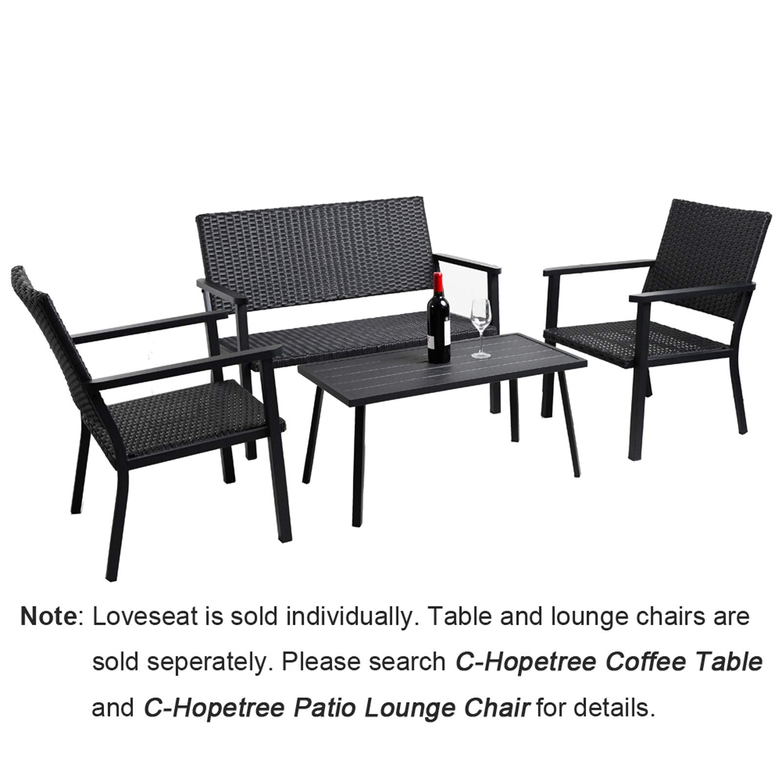 Outdoor Wicker Loveseat Bench