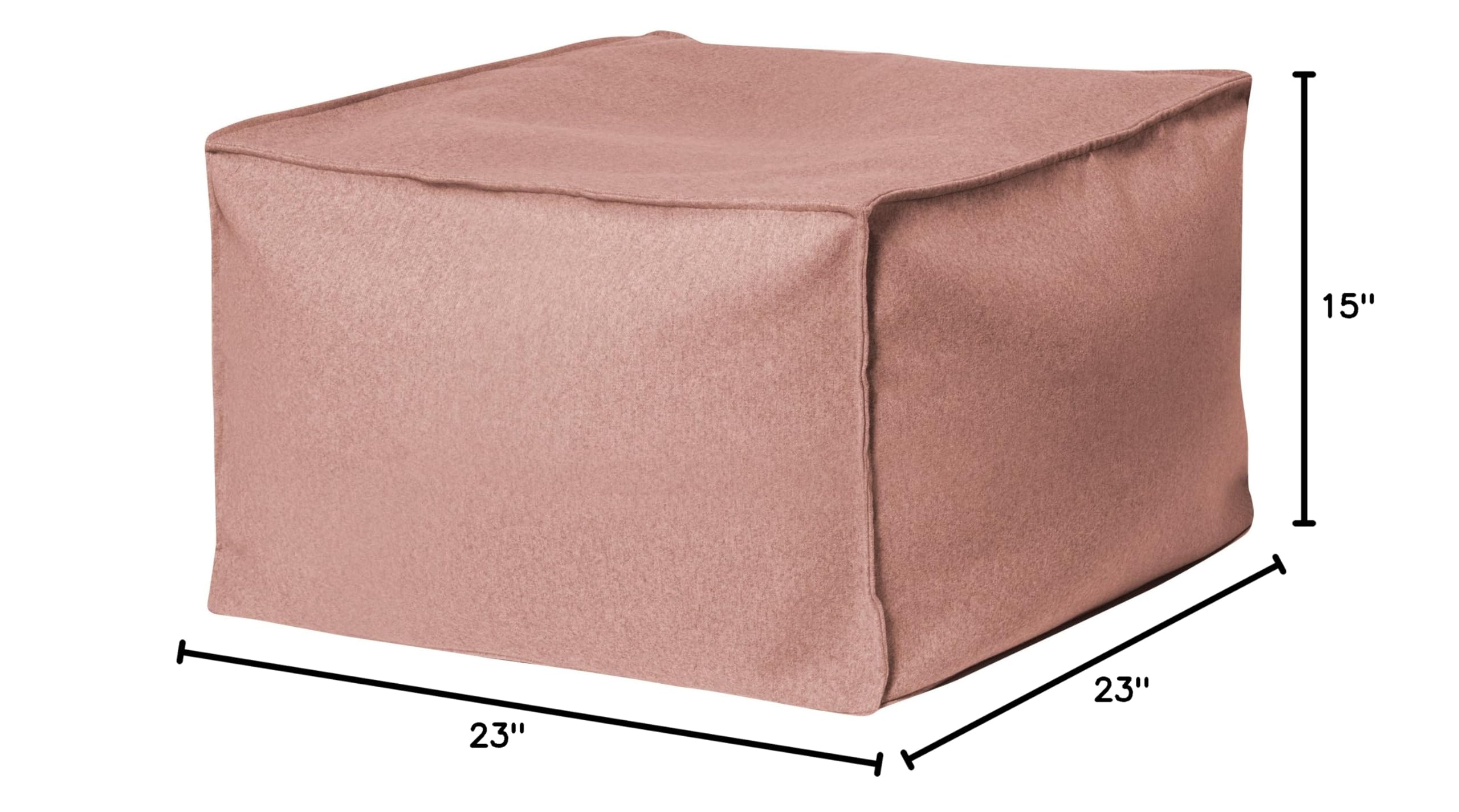 Square Faux Felt Pouf Ottoman - Salmon