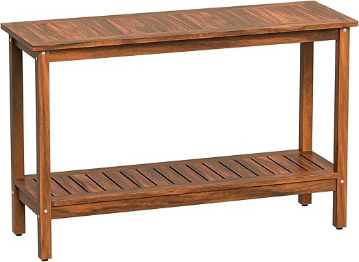 48 Inch Outdoor Console Table 2-Tier Solid Wood