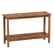 Outdoor Solid Wood Console Table 48" 2-Shelf Natural