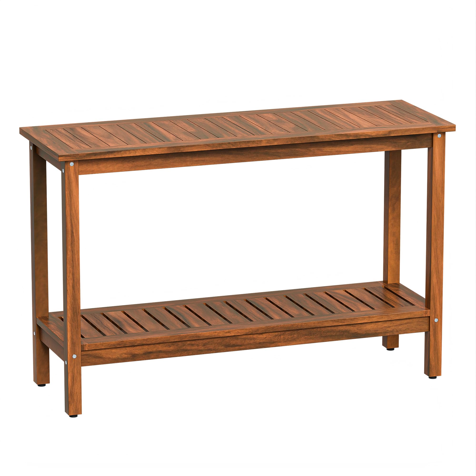 Outdoor Solid Wood Console Table 48" 2-Shelf Natural