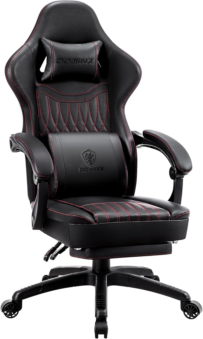 Ergonomic Gaming Chair with Massage Lumbar Support and Footrest