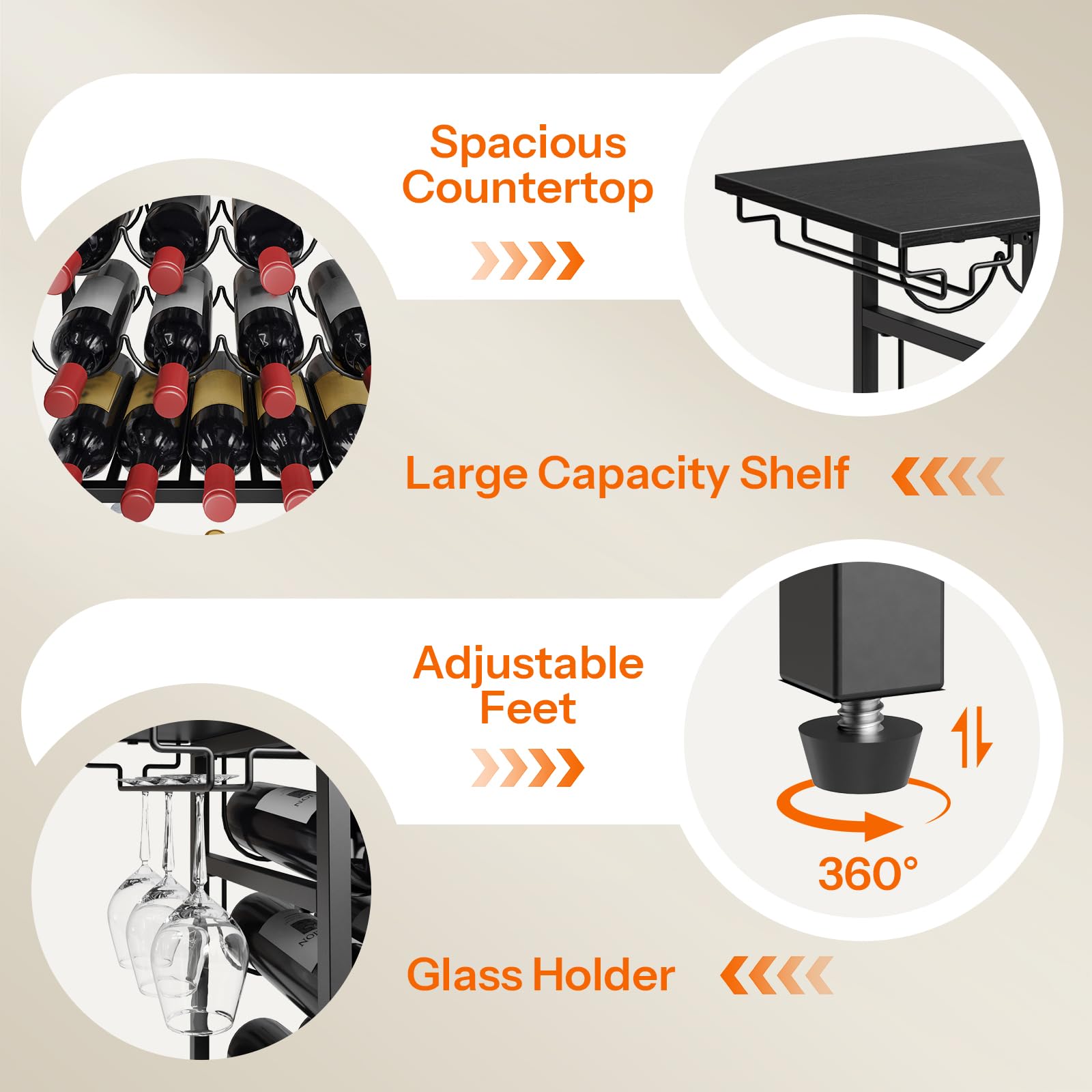 5-Tier Wine Rack with Glass Holder