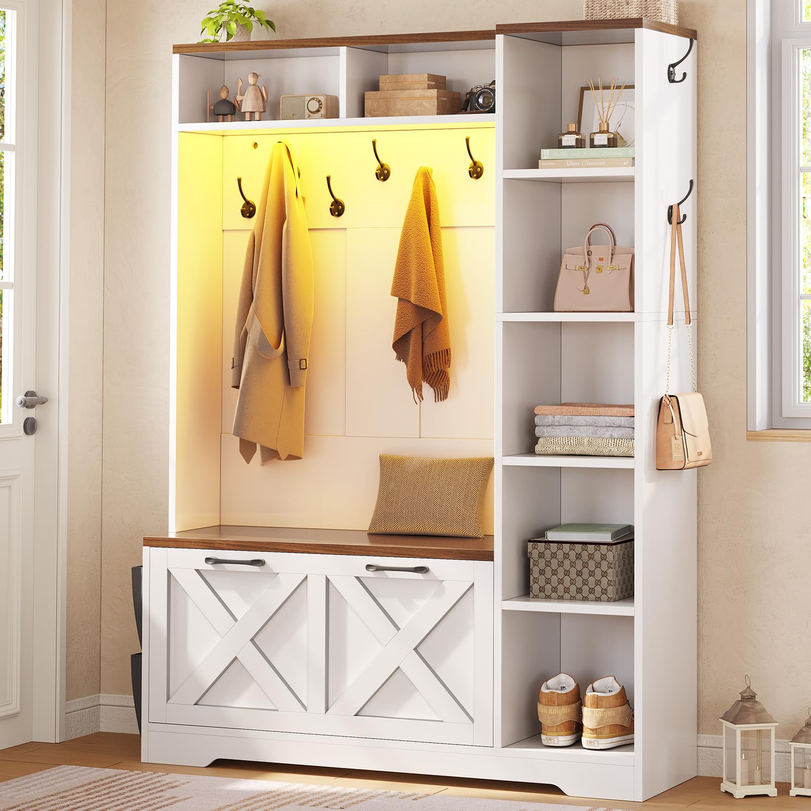 Hall Tree with Shoe Storage Bench and Coat Rack