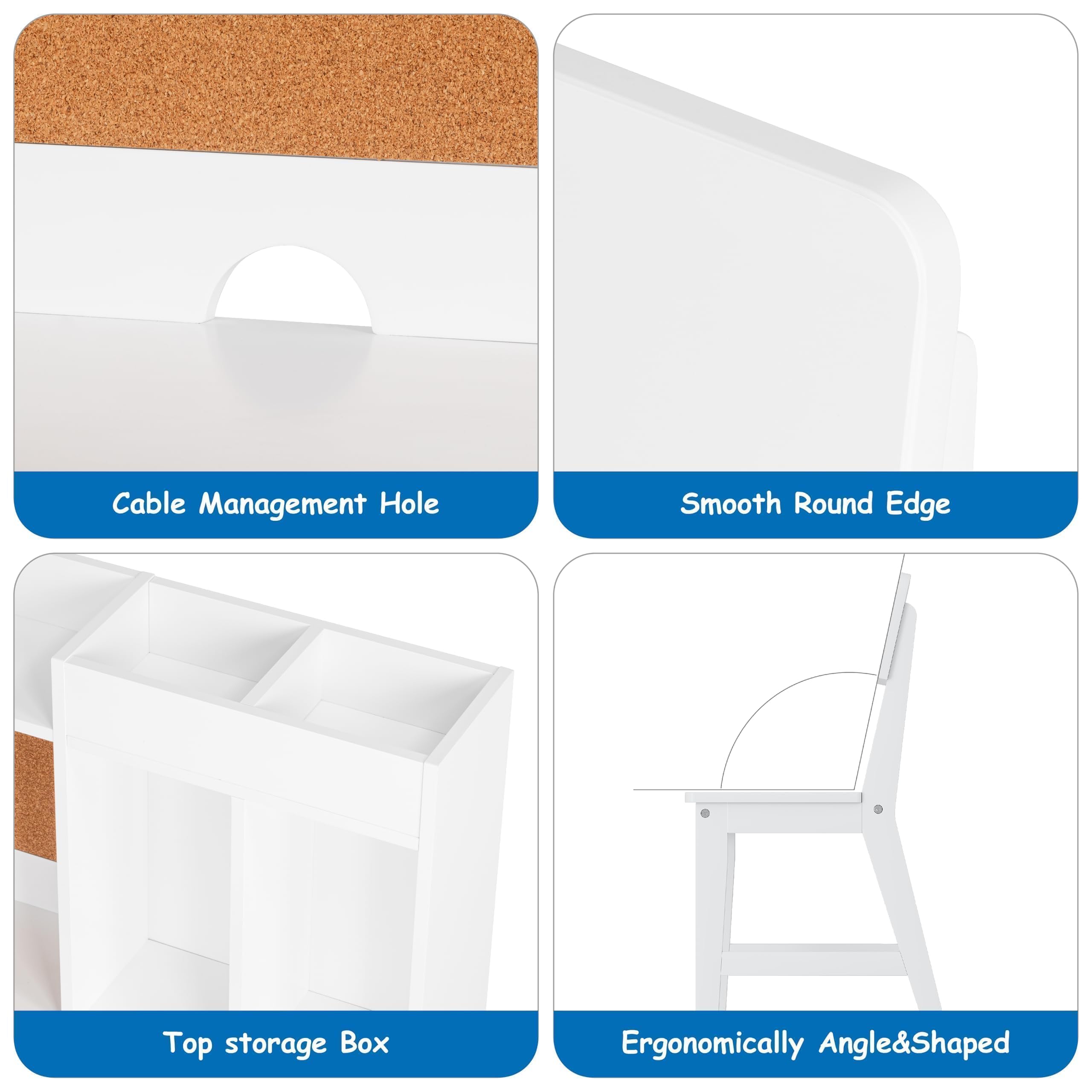 Kids Desk and Chair Set with Hutch and Storage