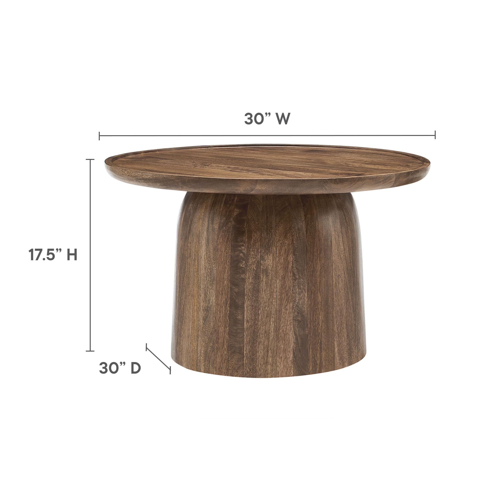 30 Inch Round Mango Wood Coffee Table Walnut
