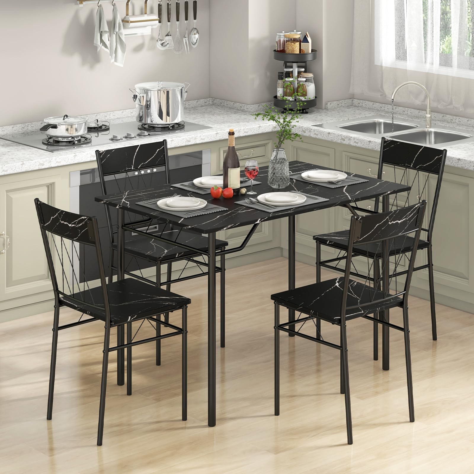 5-Piece Dining Table Set with 4 Chairs