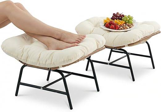 Outdoor Patio Ottomans Set with Cushions