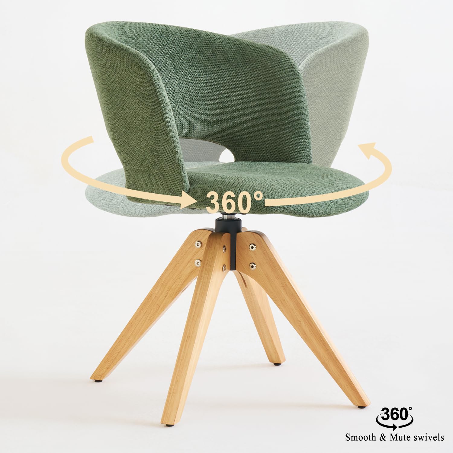 Mid Century Modern Swivel Accent Chair with Solid Wood Legs