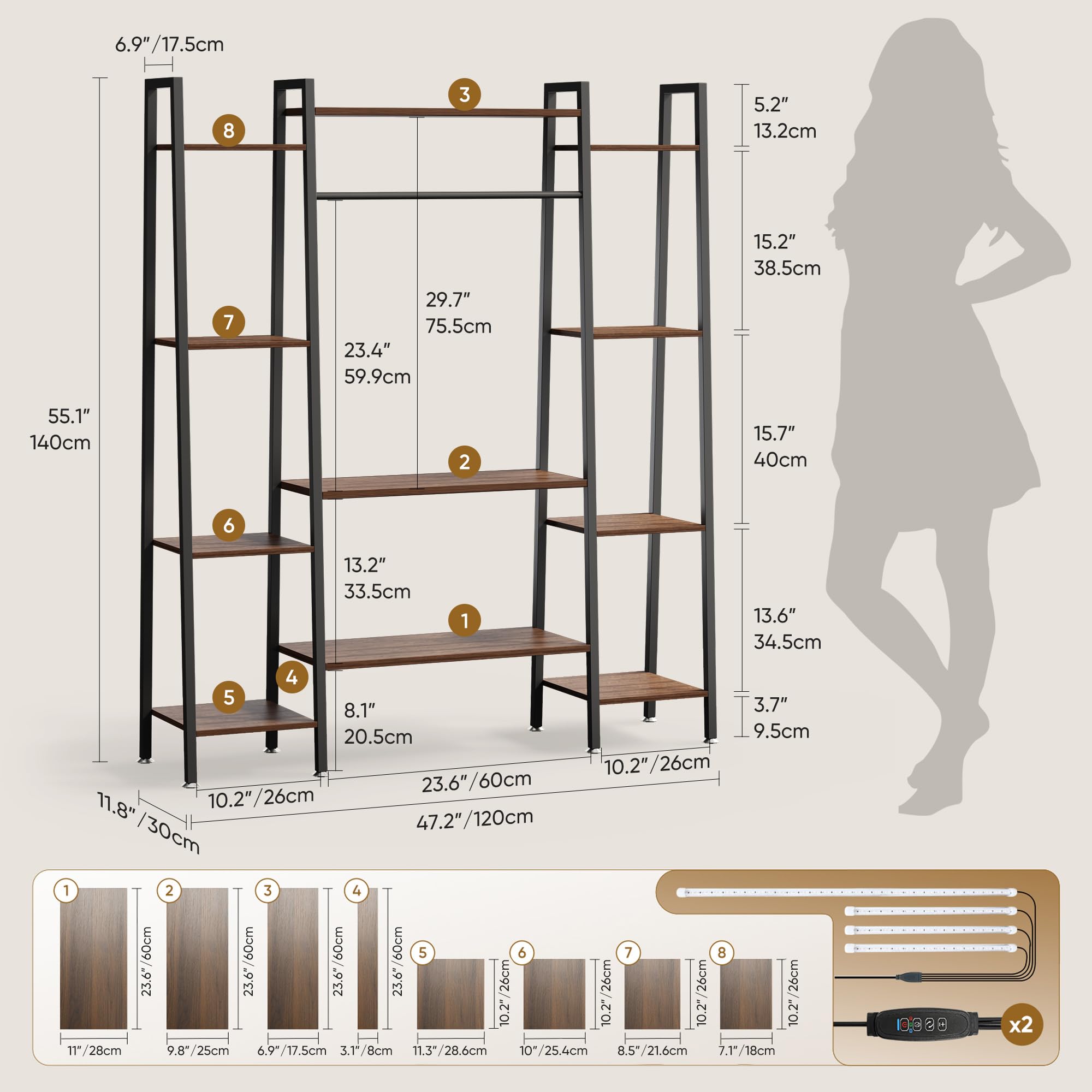 12 Tier Plant Stand with LED Grow Lights