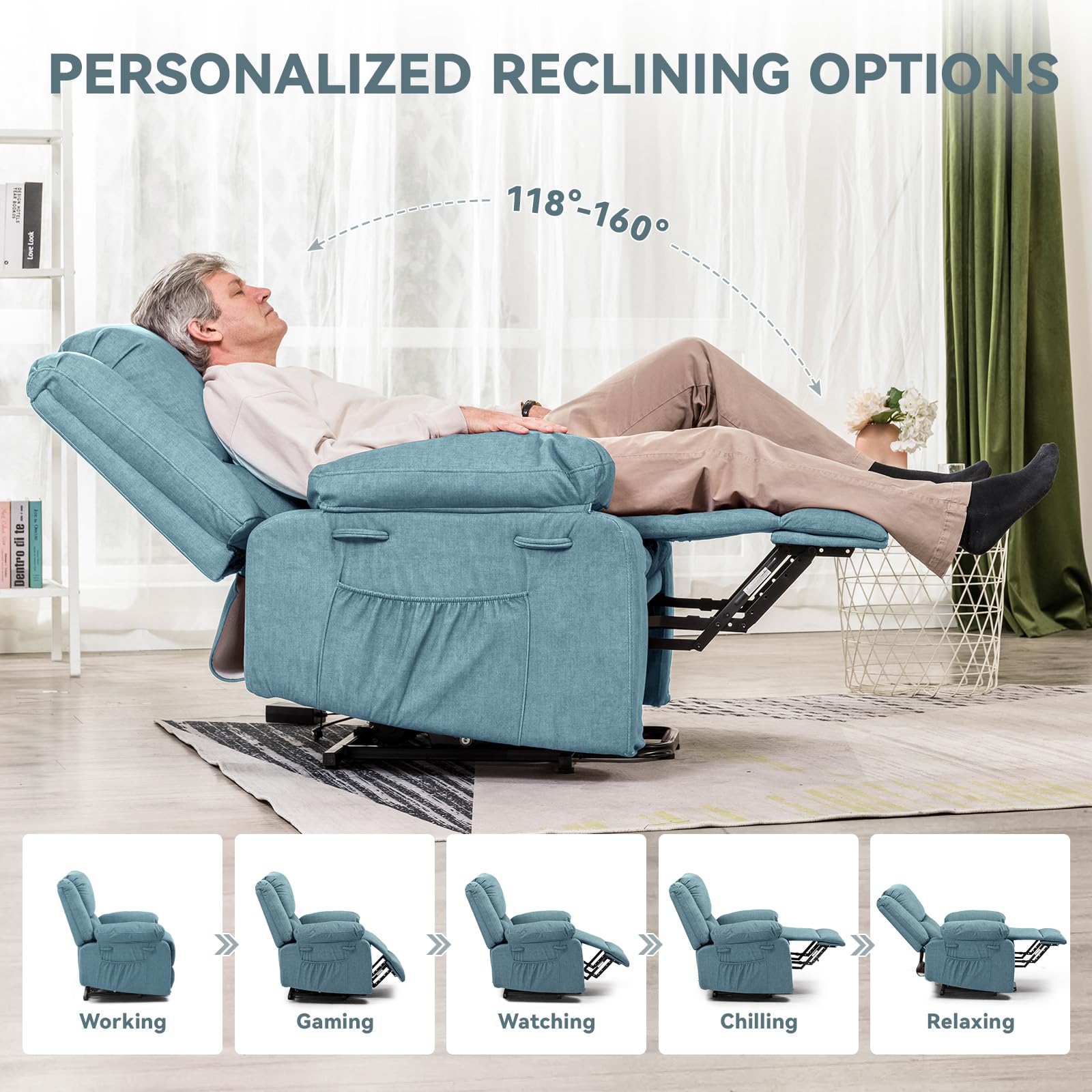 Electric Power Lift Recliner with Massage and Heat