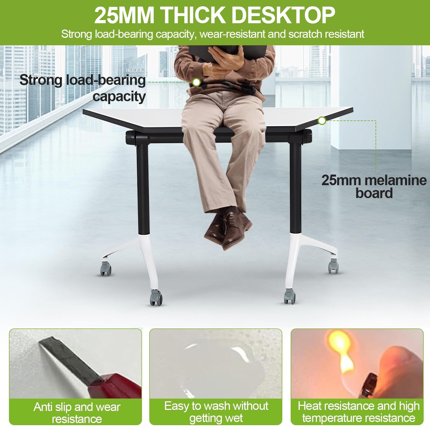 Folding Trapezoidal Conference Tables with Wheels - 8 Pack