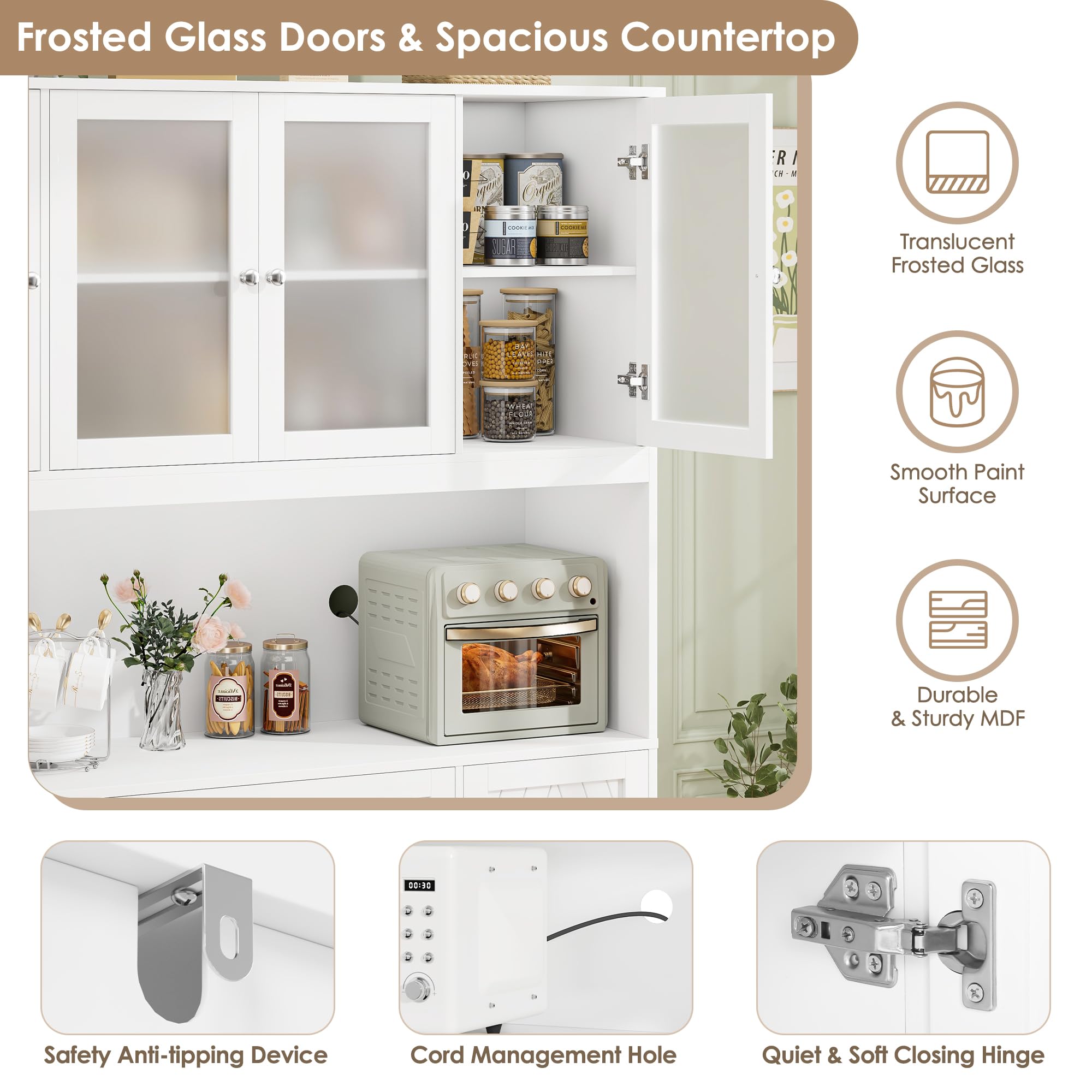 Large Kitchen Pantry Cabinet with Doors and Drawer
