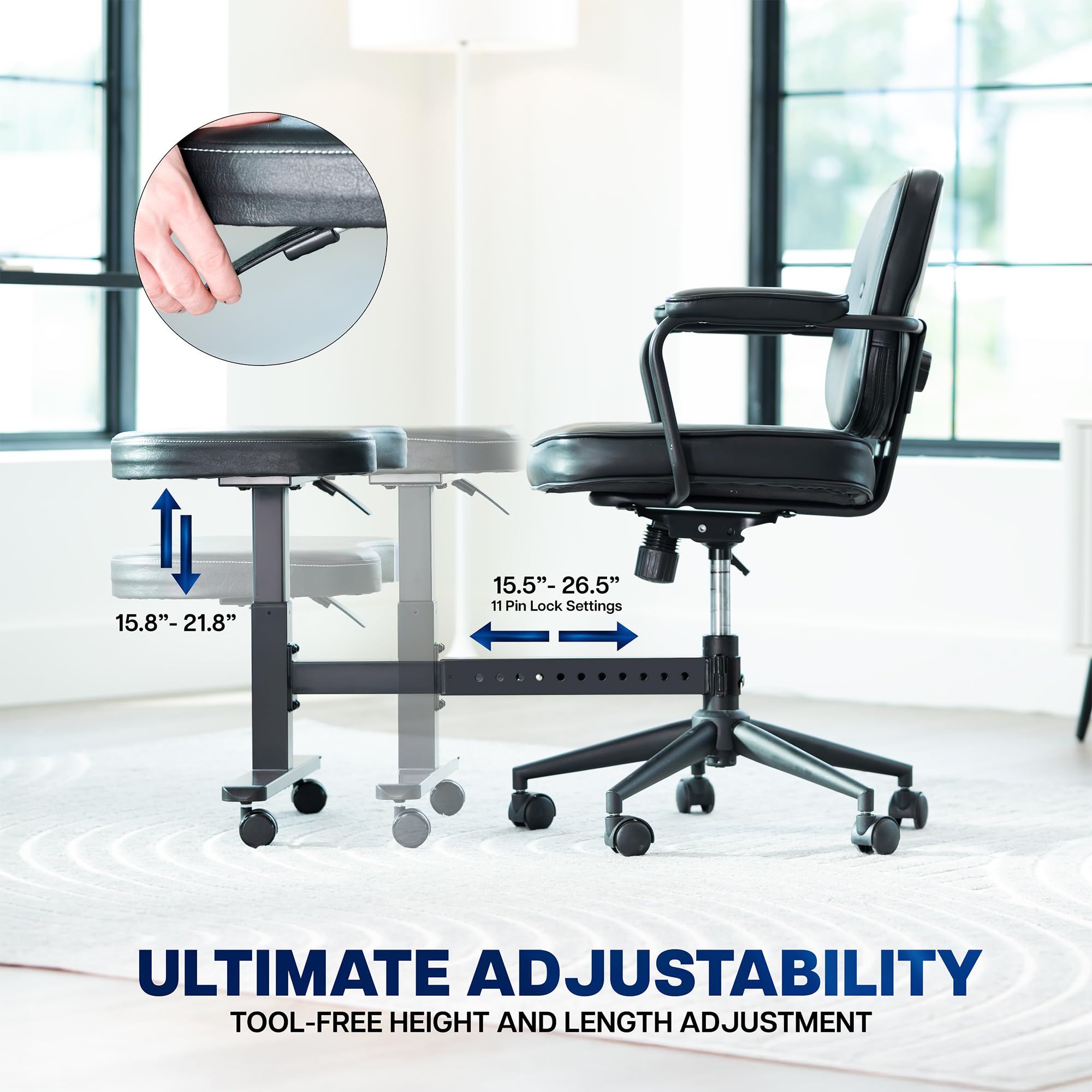 Height Adjustable Retrofit Footrest for Office Chair