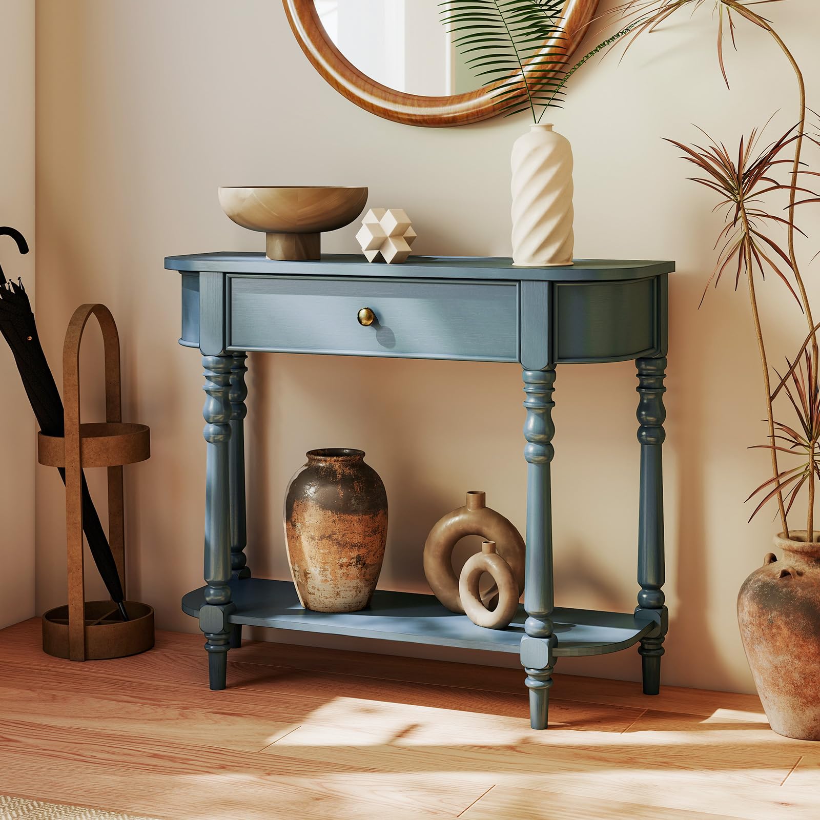 36" 2-Tier Console Table with Storage Drawer