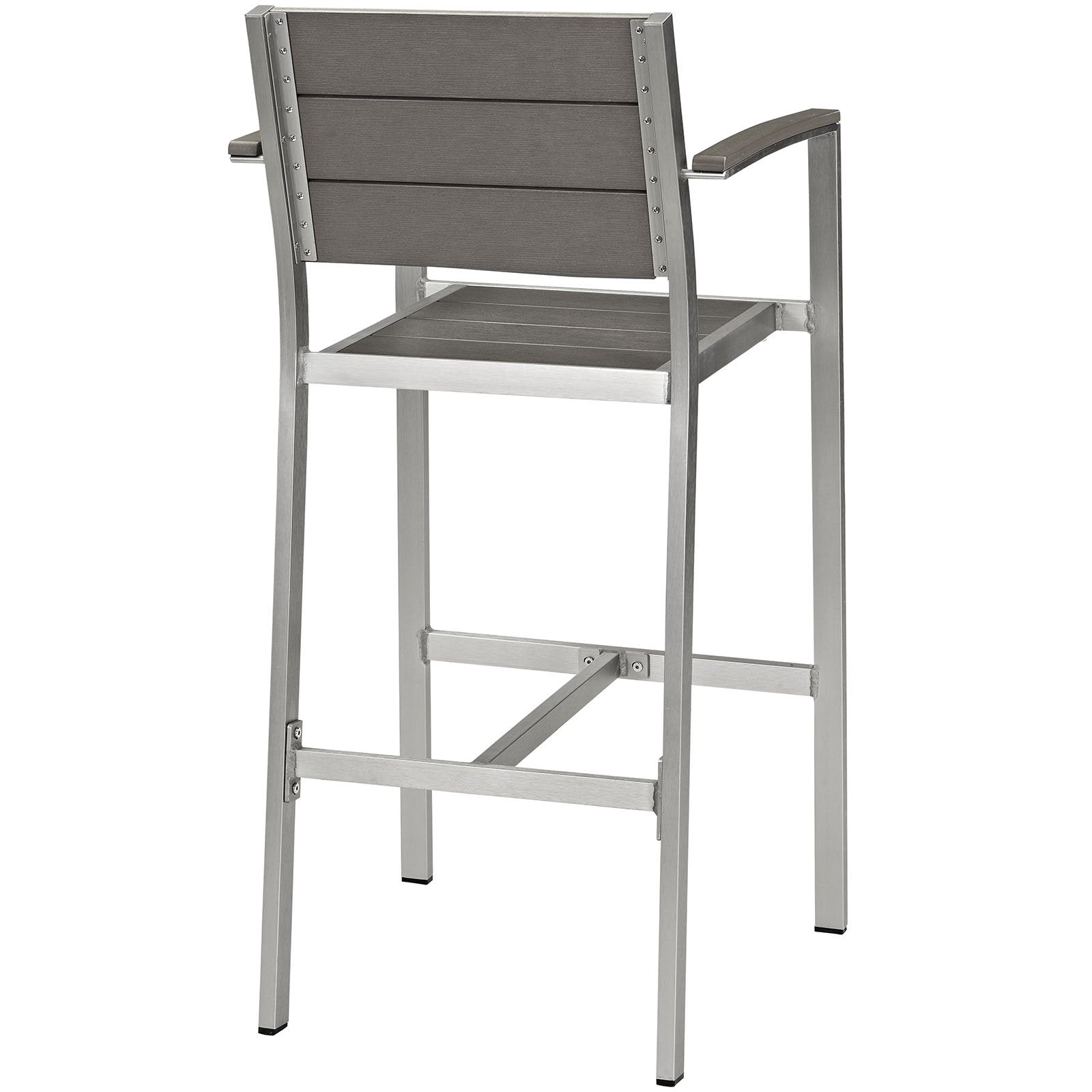Aluminum Outdoor Patio Bar Stool Silver Gray
