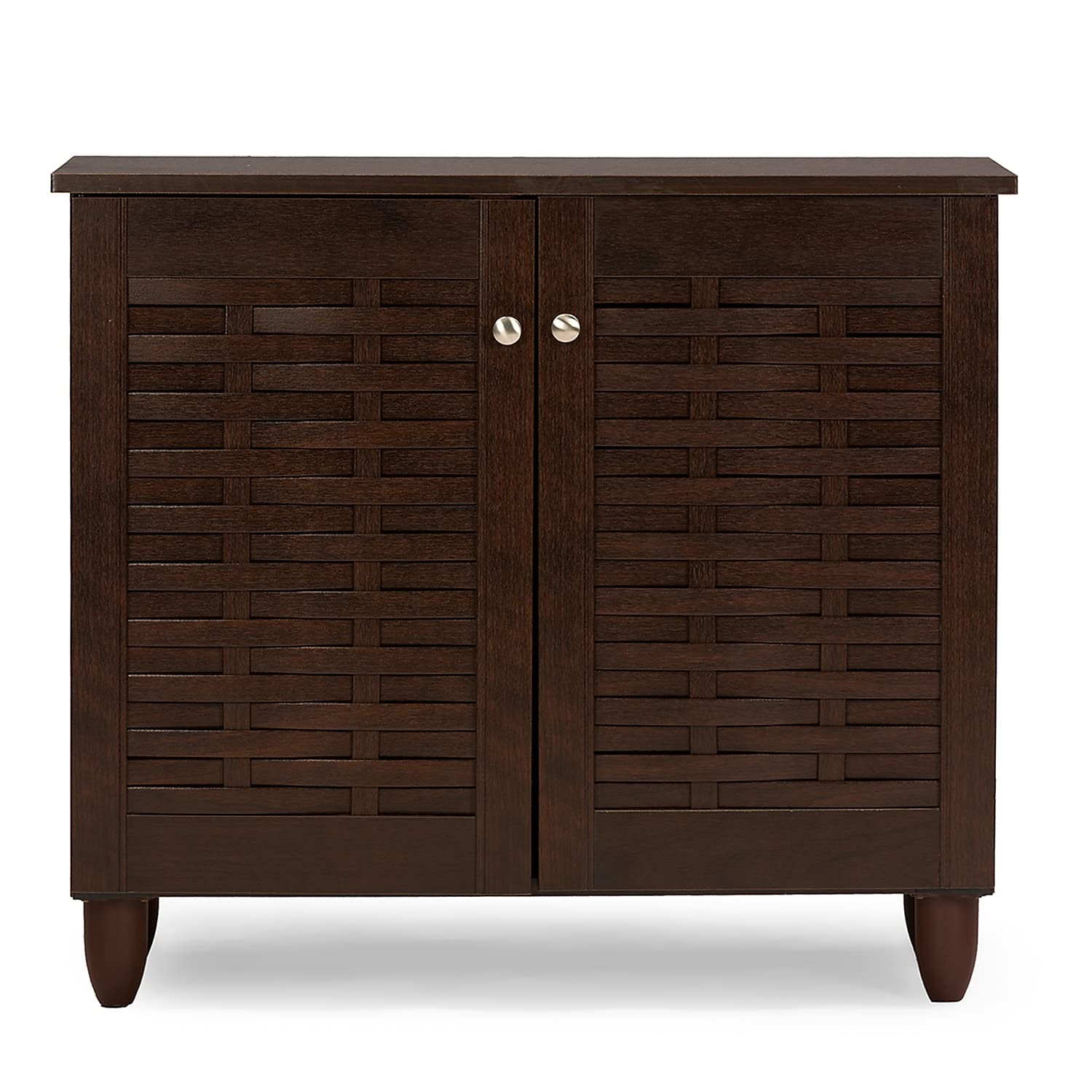 2-Door Shoe Storage Cabinet Dark Brown