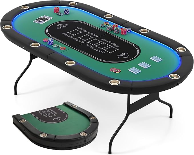 84" LED Foldable Poker Table for 10 Players