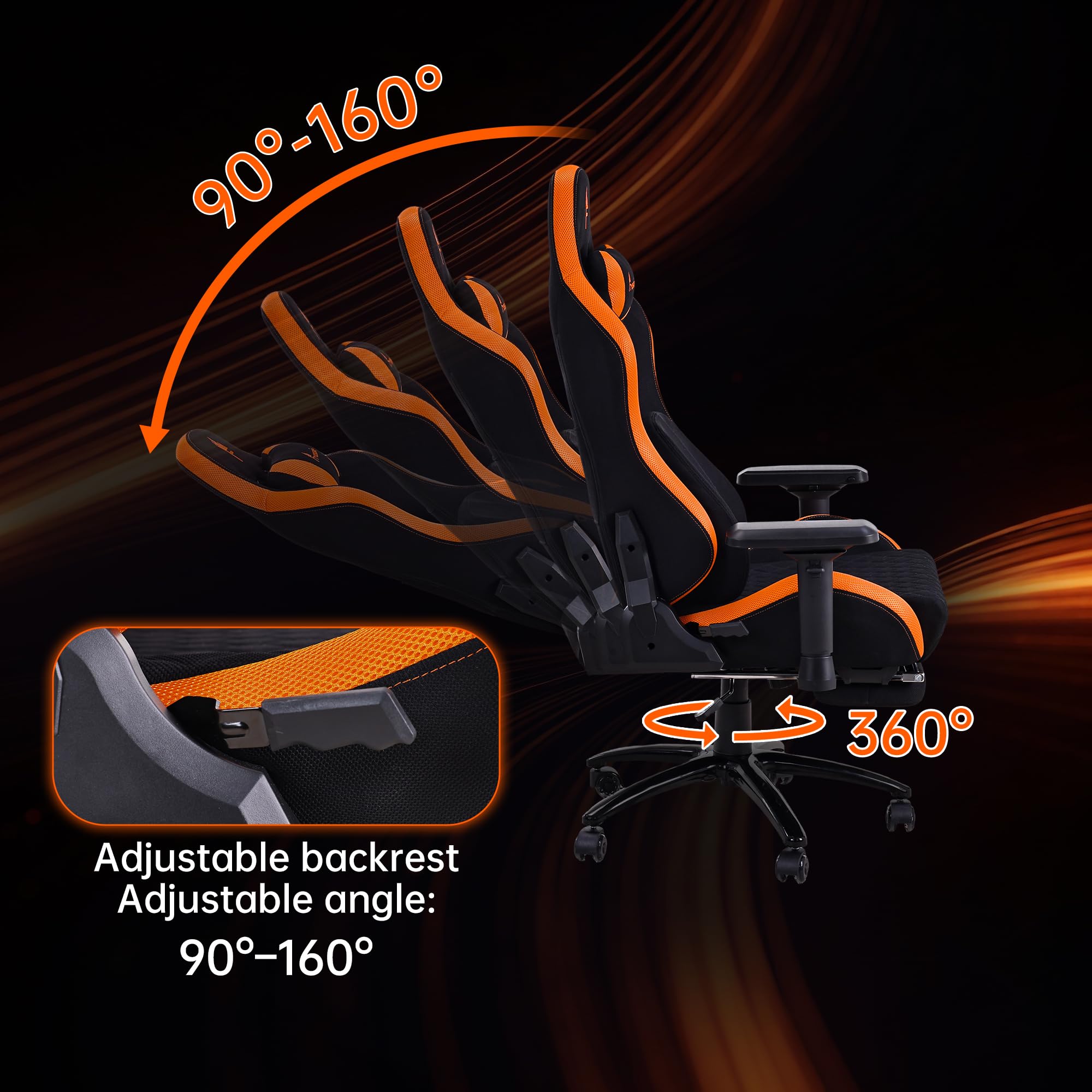 LED Gaming Chair with Footrest