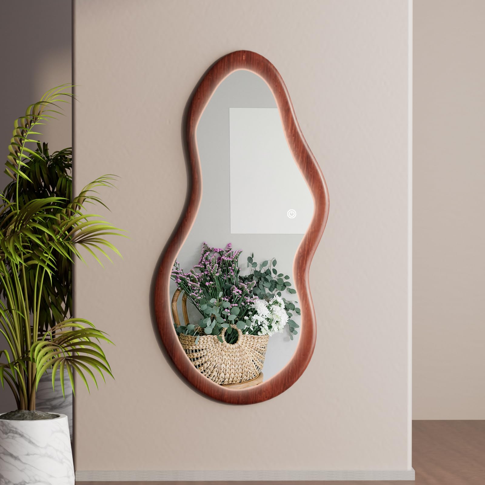 48" LED Wooden Full Length Mirror