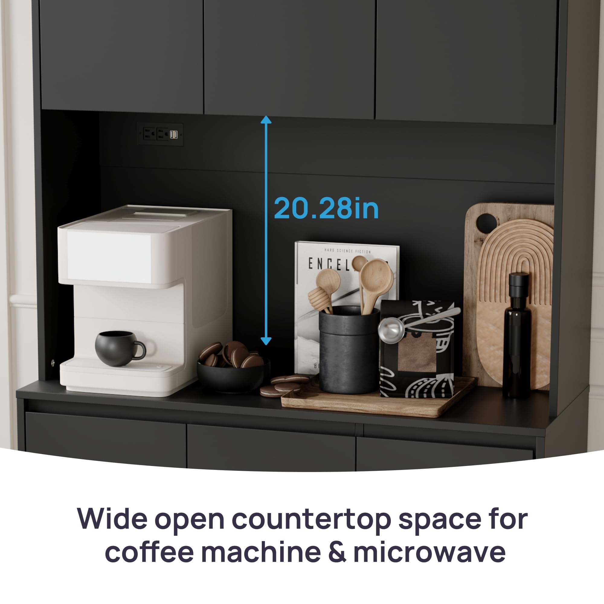 Tall Kitchen Pantry Cabinet with Power Outlet