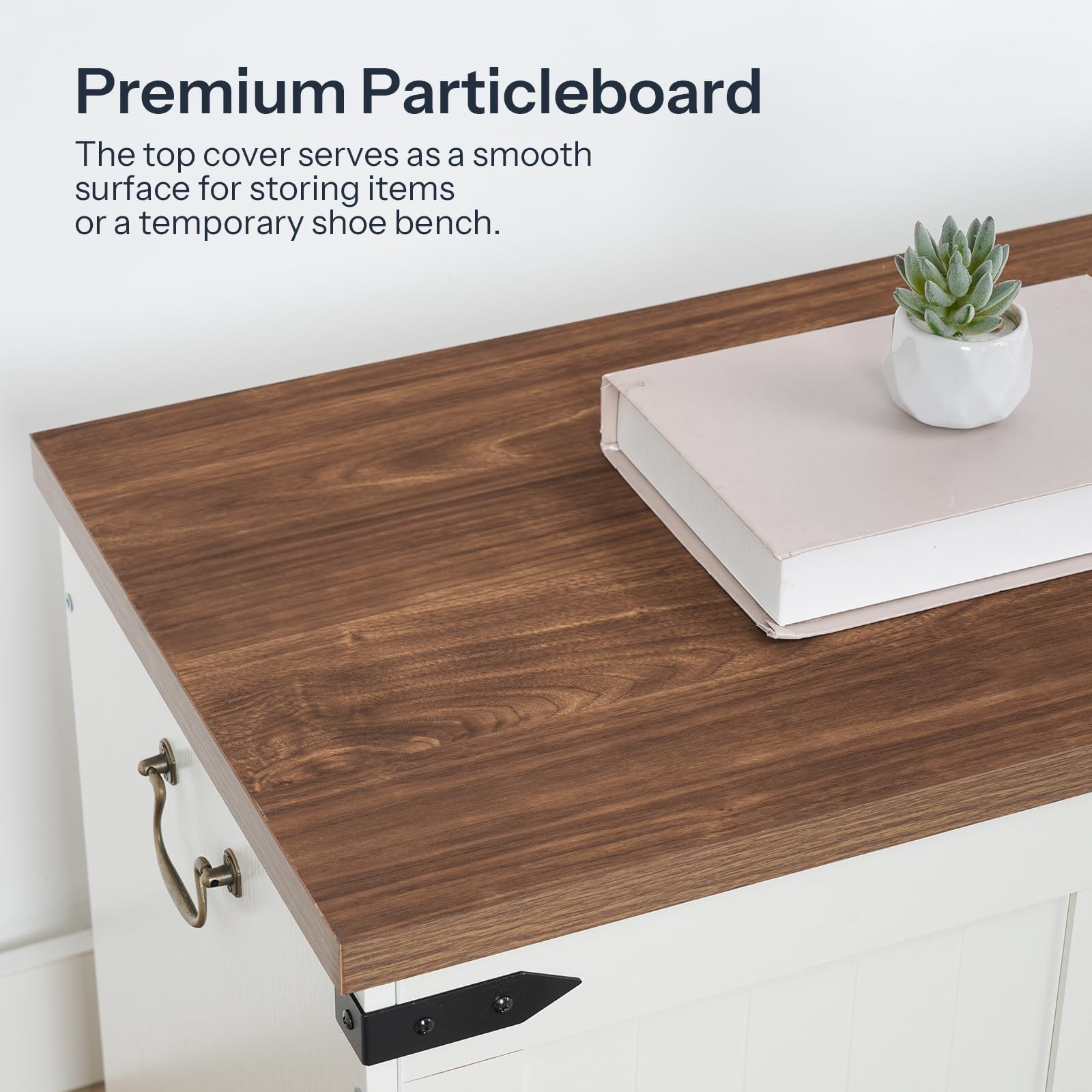 Farmhouse Storage Bench with Safety Hinges
