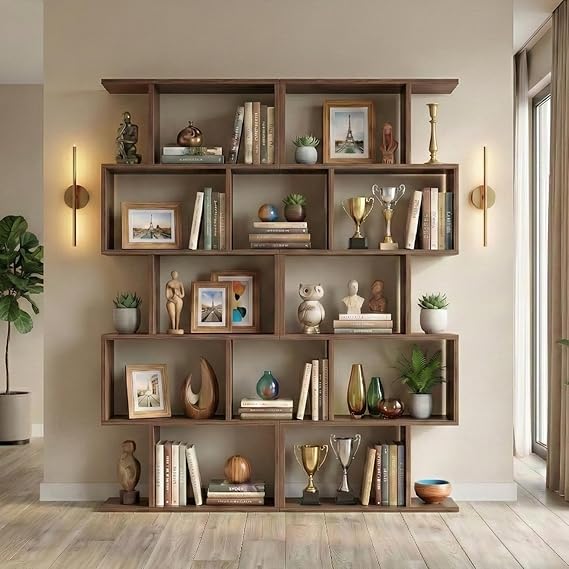 5-Tier S-Shaped Bookcase Set of 2 White