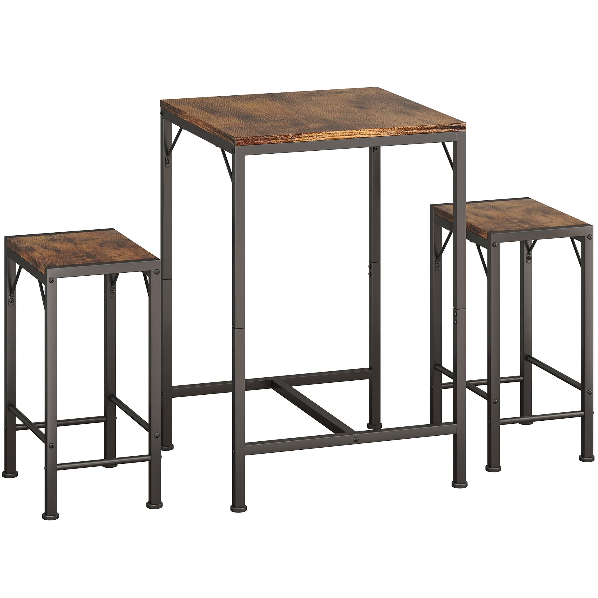 Square Bar Table with 2 Stools Set