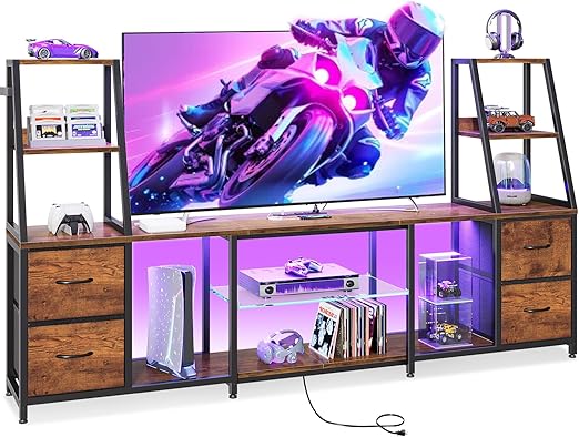 TV Stand with LED Lights & Storage