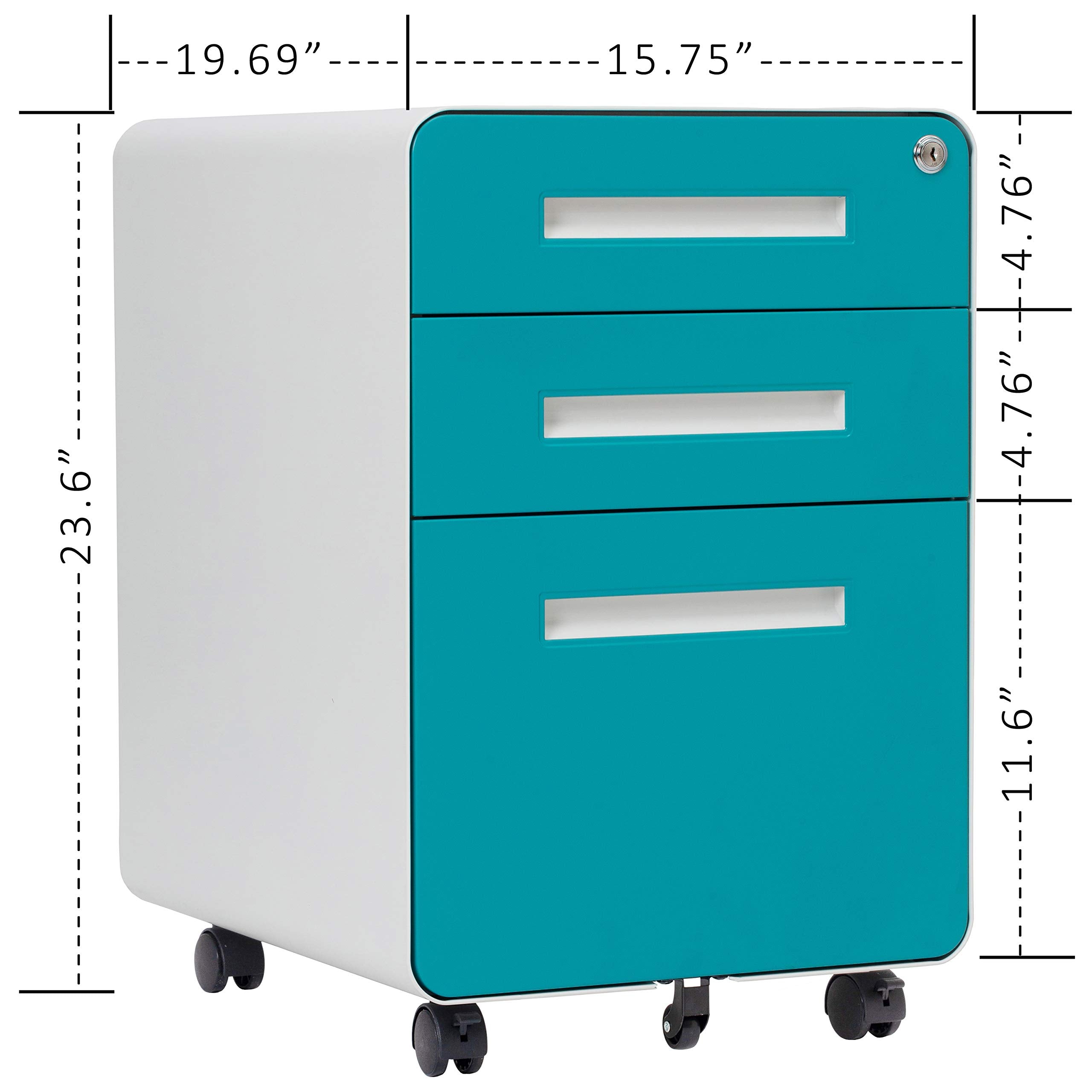 3 Drawer Mobile File Cabinet with Lock