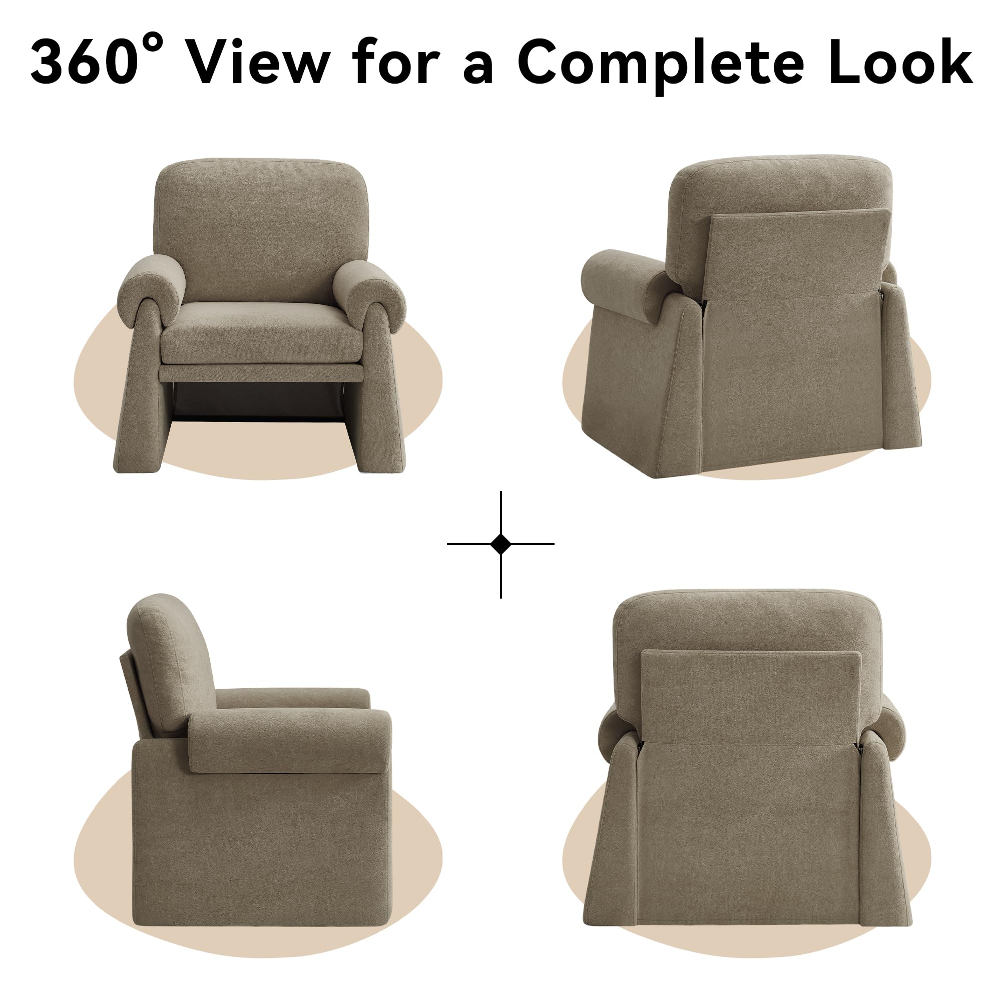 Grey Chenille Accent Chair with Rounded Armrests