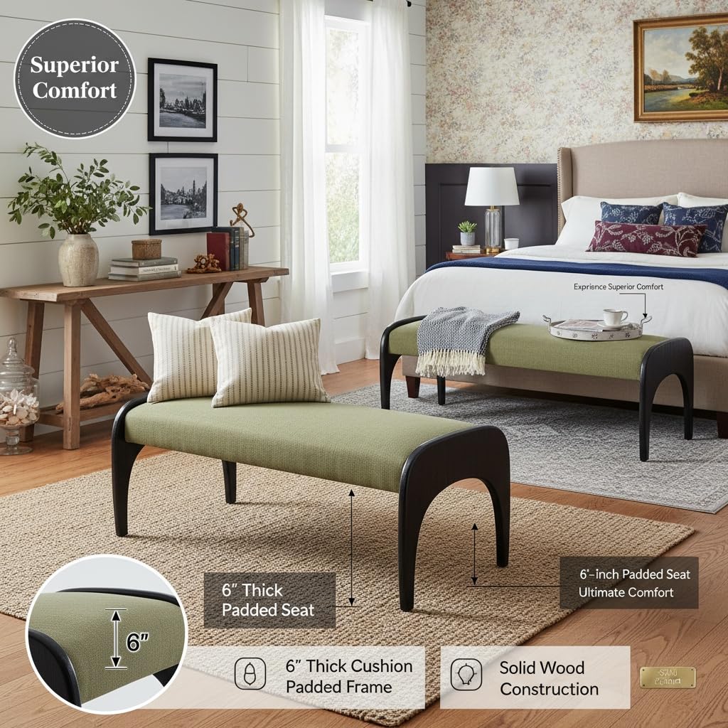 Extra Long 51-Inch Upholstered Storage Bench