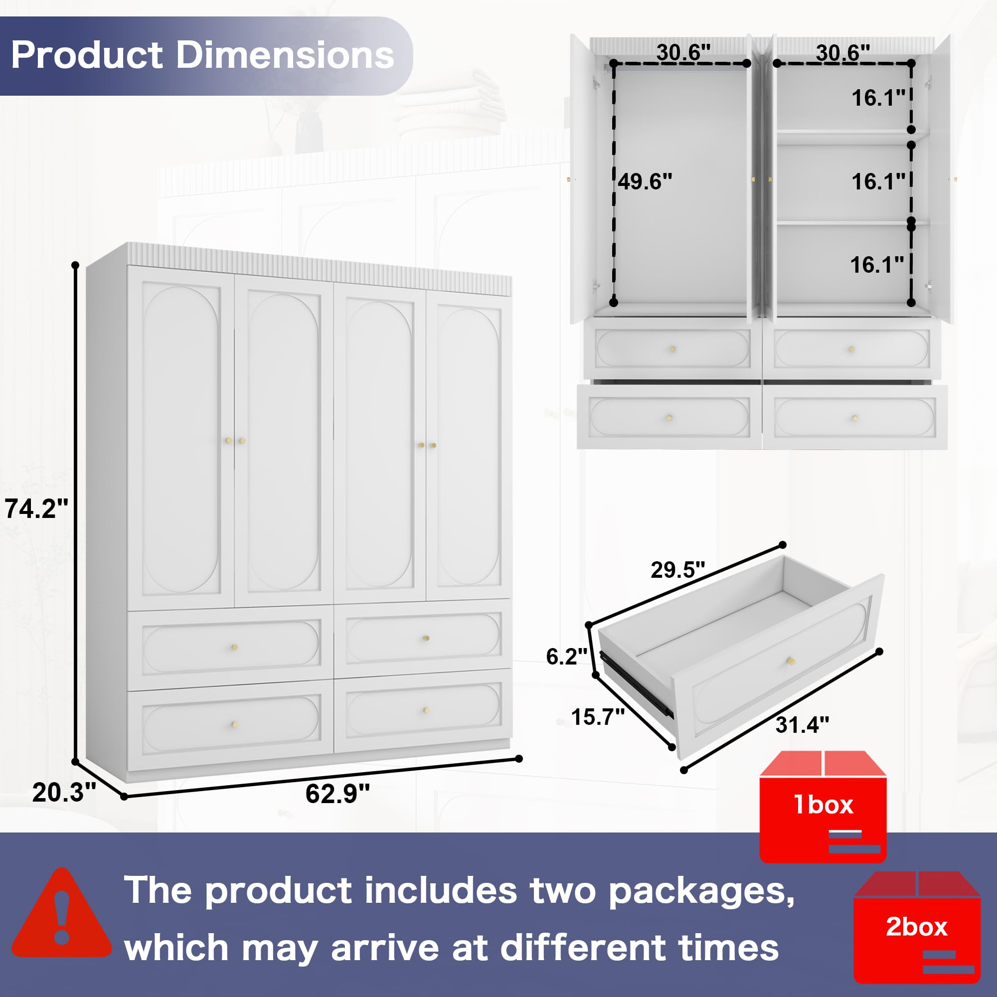 White Armoire Wardrobe Closet with Drawers