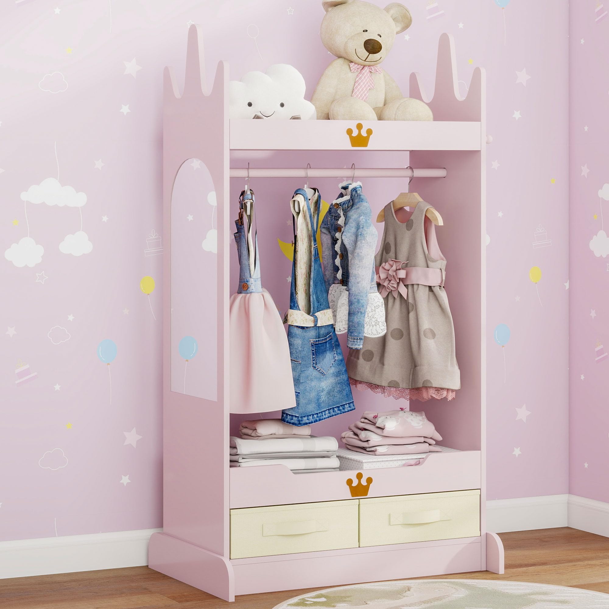Kids Dress Up Storage with Mirror