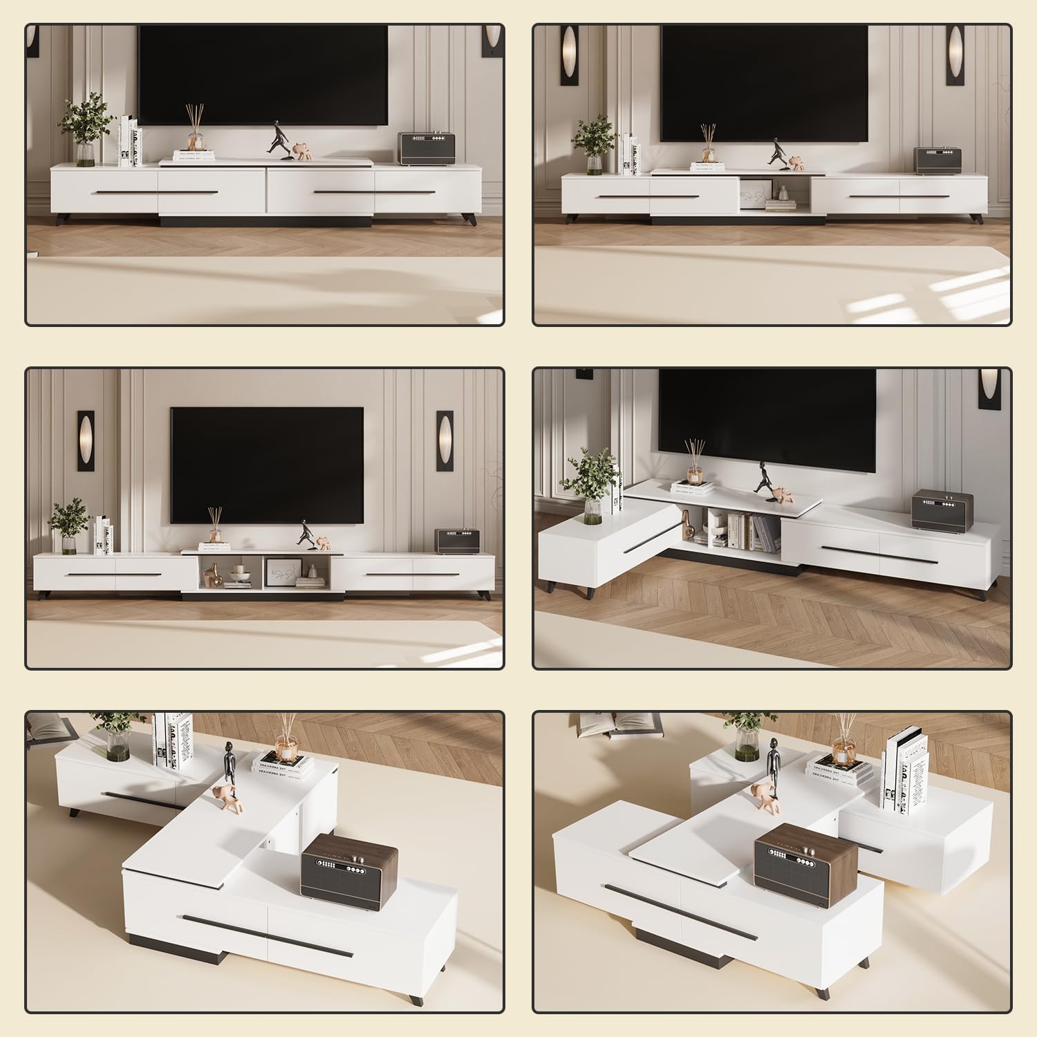 Adjustable TV Stand with Storage for TVs up to 100"