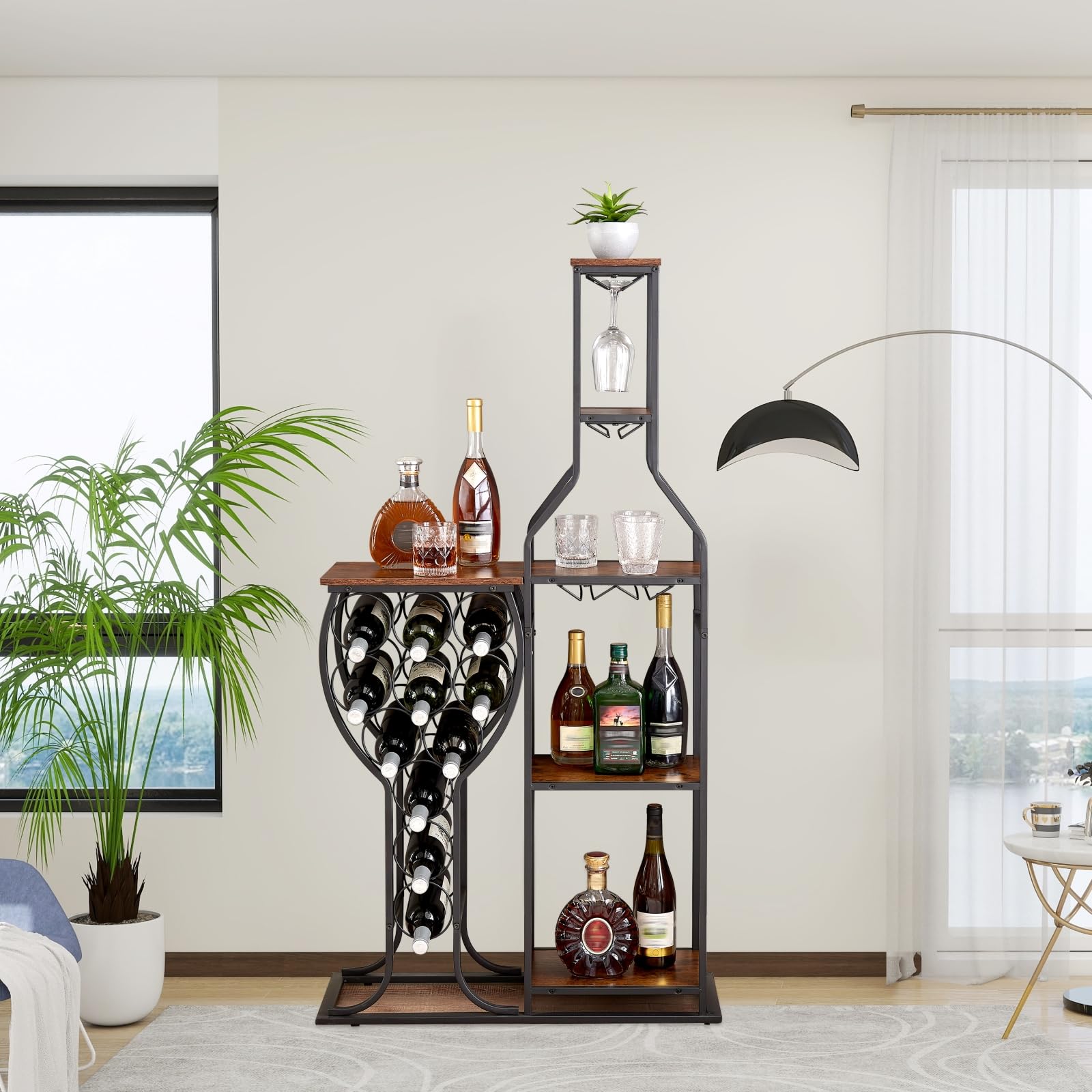 5-Tier Wine Rack Freestanding Floor 11 Bottles